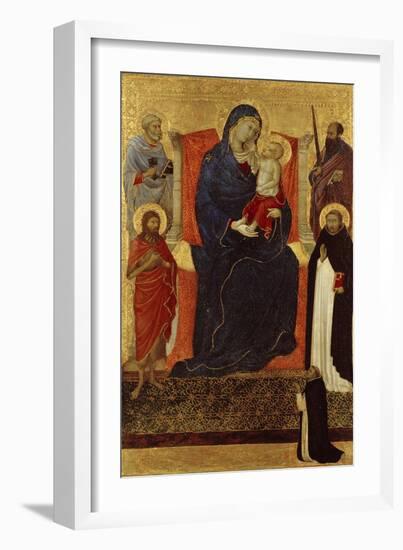 Virgin and Child Enthroned with Saints Peter, Paul, John the Baptist, Dominic and a Donor, 1325-35-Ugolino Di Nerio-Framed Giclee Print