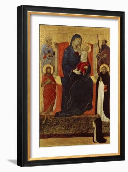 Virgin and Child Enthroned with Saints Peter, Paul, John the Baptist, Dominic and a Donor, 1325-35-Ugolino Di Nerio-Framed Giclee Print