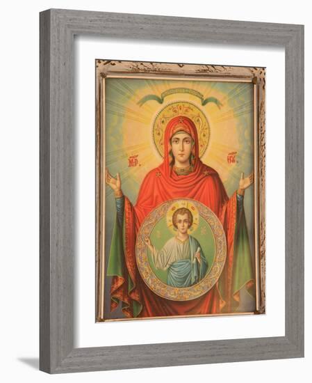 Virgin and Child, Greek Orthodox Icon, Thessaloniki, Macedonia, Greece, Europe-Godong-Framed Photographic Print