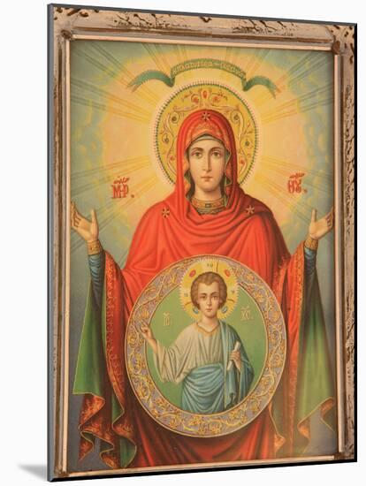 Virgin and Child, Greek Orthodox Icon, Thessaloniki, Macedonia, Greece, Europe-Godong-Mounted Photographic Print