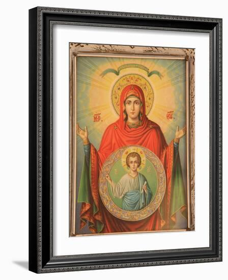 Virgin and Child, Greek Orthodox Icon, Thessaloniki, Macedonia, Greece, Europe-Godong-Framed Photographic Print