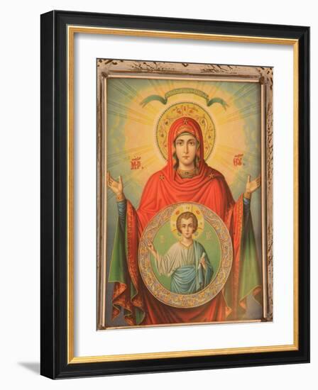 Virgin and Child, Greek Orthodox Icon, Thessaloniki, Macedonia, Greece, Europe-Godong-Framed Photographic Print