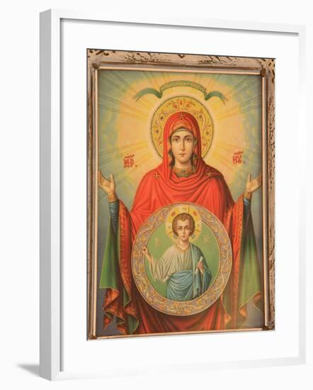 Virgin and Child, Greek Orthodox Icon, Thessaloniki, Macedonia, Greece, Europe-Godong-Framed Photographic Print