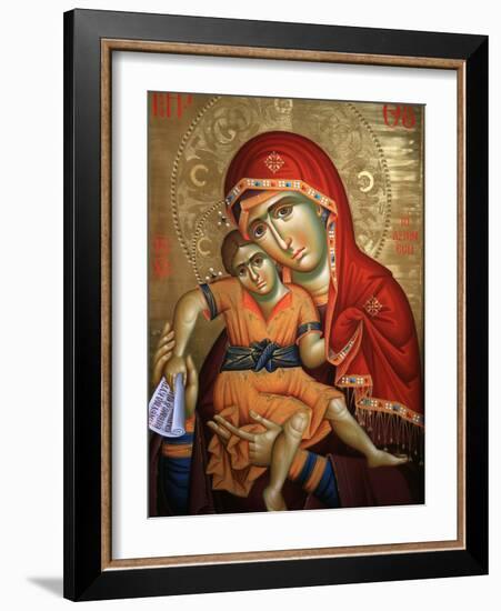 Virgin and Child Icon at Aghiou Pavlou Monastery on Mount Athos-Julian Kumar-Framed Photographic Print