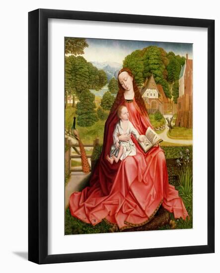 Virgin and Child in a Garden-Master of the Embroidered Foliage-Framed Giclee Print