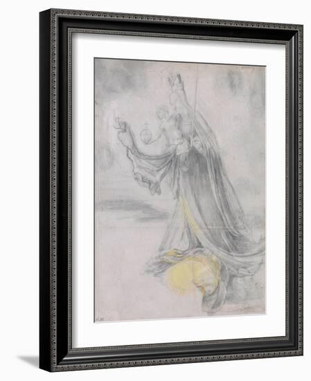 Virgin And Child in the Clouds-Matthias Grünewald-Framed Giclee Print