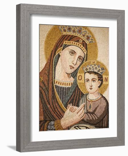 Virgin and Child Mosaic in St. George's Orthodox Church, Madaba, Jordan, Middle East-null-Framed Photographic Print