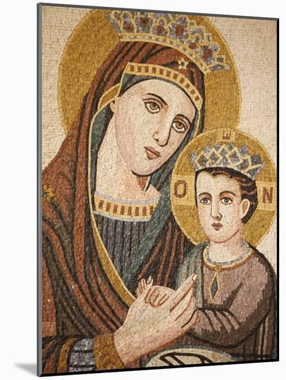 Virgin and Child Mosaic in St. George's Orthodox Church, Madaba, Jordan, Middle East-null-Mounted Photographic Print