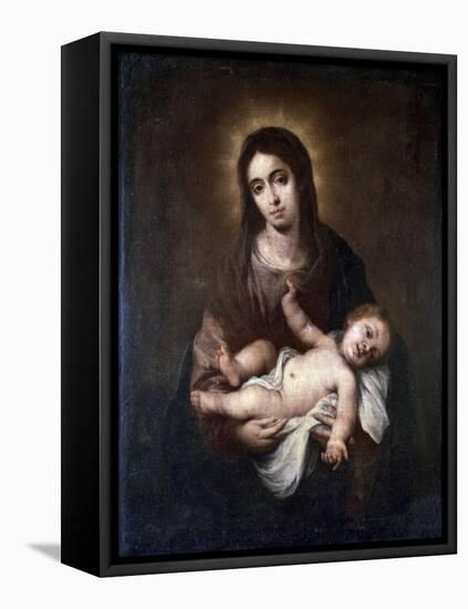 Virgin and Child no.1-Bartolome Esteban Murillo-Framed Premier Image Canvas