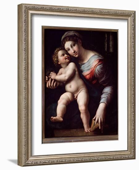 Virgin and Child (Painting, 16Th Century)-Giulio Romano-Framed Giclee Print