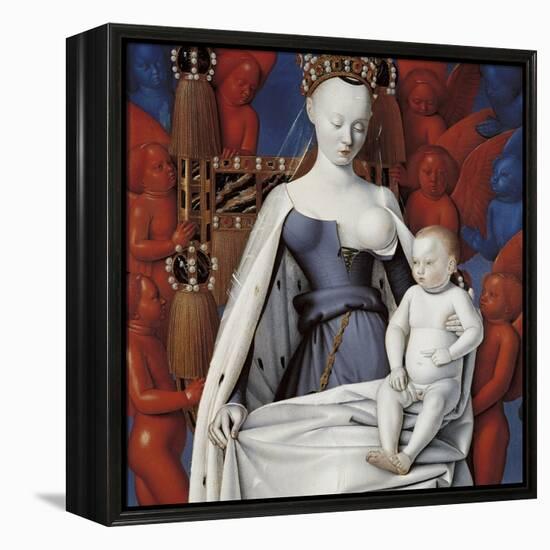 Virgin and Child Surrounded by Angels. Right Wing of Melun Diptych, C. 1450-Jean Fouquet-Framed Premier Image Canvas