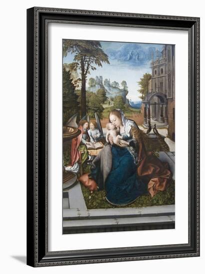 Virgin and Child with Angels-Bernard van Orley-Framed Art Print