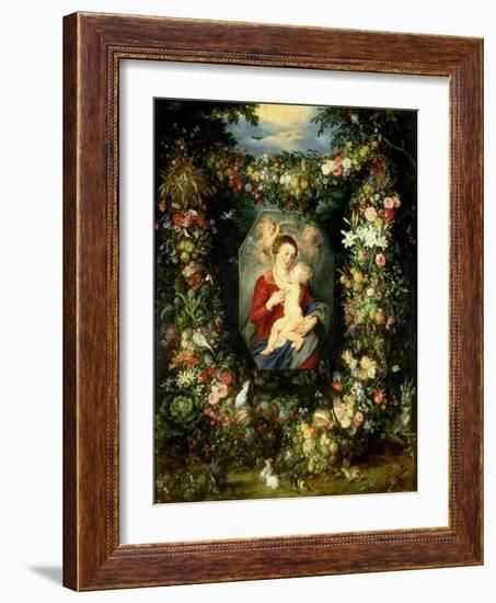 Virgin and Child with Fruits and Flowers-Jan Brueghel the Elder-Framed Giclee Print