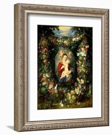 Virgin and Child with Fruits and Flowers-Jan Brueghel the Elder-Framed Giclee Print