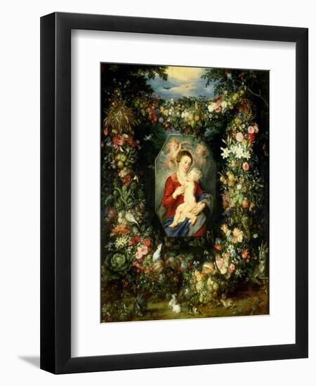 Virgin and Child with Fruits and Flowers-Jan Brueghel the Elder-Framed Giclee Print