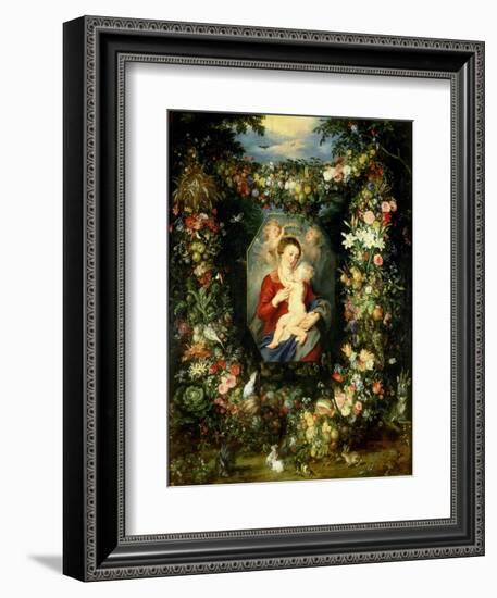 Virgin and Child with Fruits and Flowers-Jan Brueghel the Elder-Framed Giclee Print