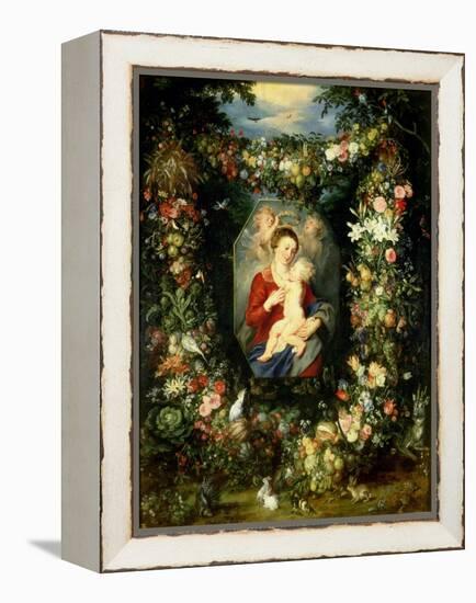 Virgin and Child with Fruits and Flowers-Jan Brueghel the Elder-Framed Premier Image Canvas