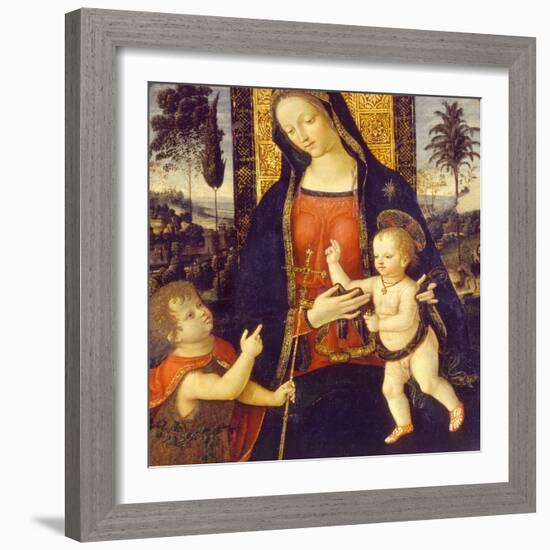 Virgin and Child with John the Baptist as a Boy, 1490-1500-Bernardino Pinturicchio-Framed Giclee Print