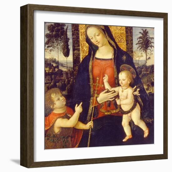 Virgin and Child with John the Baptist as a Boy, 1490-1500-Bernardino Pinturicchio-Framed Giclee Print