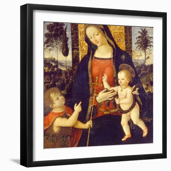 Virgin and Child with John the Baptist as a Boy, 1490-1500-Bernardino Pinturicchio-Framed Giclee Print