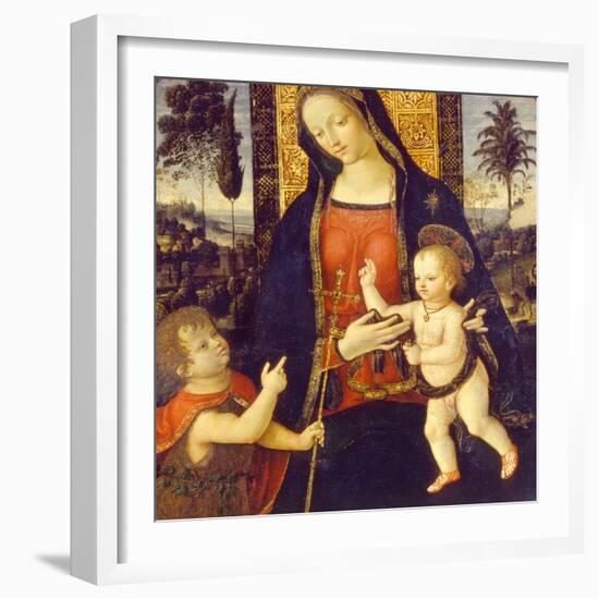 Virgin and Child with John the Baptist as a Boy, 1490-1500-Bernardino Pinturicchio-Framed Giclee Print