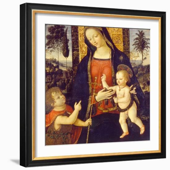 Virgin and Child with John the Baptist as a Boy, 1490-1500-Bernardino Pinturicchio-Framed Giclee Print