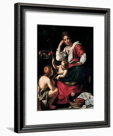 Virgin and Child with John the Baptist as a Boy, C. 1620-Bernardo Strozzi-Framed Giclee Print