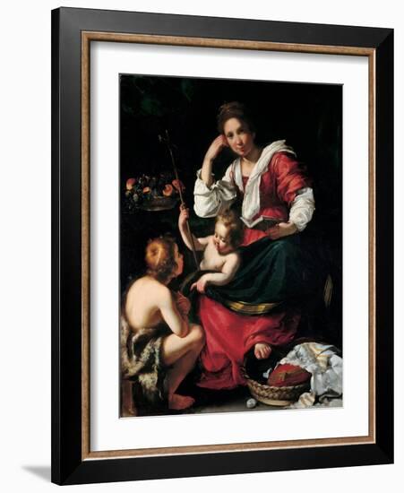 Virgin and Child with John the Baptist as a Boy, C. 1620-Bernardo Strozzi-Framed Giclee Print