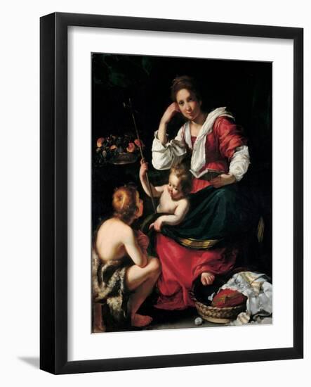 Virgin and Child with John the Baptist as a Boy, C. 1620-Bernardo Strozzi-Framed Giclee Print