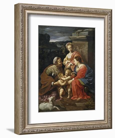 Virgin and Child with John the Baptist as a Boy, Saint Elizabeth and Saint Catherine, 1625-1626-Simon Vouet-Framed Giclee Print