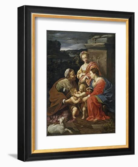 Virgin and Child with John the Baptist as a Boy, Saint Elizabeth and Saint Catherine, 1625-1626-Simon Vouet-Framed Giclee Print