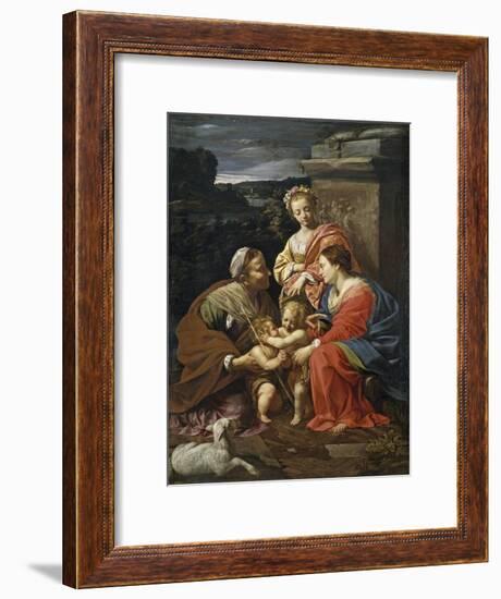 Virgin and Child with John the Baptist as a Boy, Saint Elizabeth and Saint Catherine, 1625-1626-Simon Vouet-Framed Giclee Print