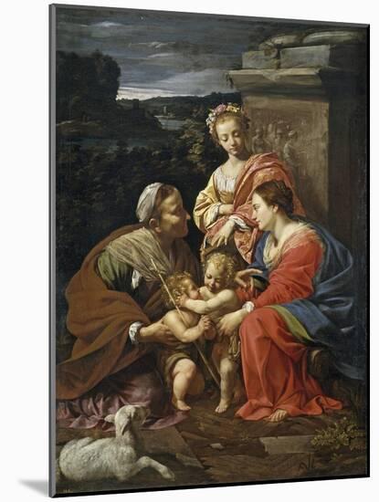 Virgin and Child with John the Baptist as a Boy, Saint Elizabeth and Saint Catherine, 1625-1626-Simon Vouet-Mounted Giclee Print