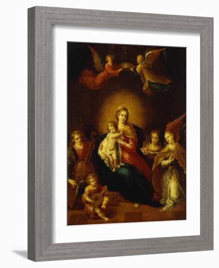 Virgin and Child with Music Making Angels-Frans Francken the Younger-Framed Giclee Print