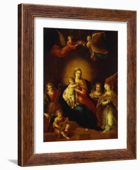 Virgin and Child with Music Making Angels-Frans Francken the Younger-Framed Giclee Print