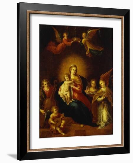 Virgin and Child with Music Making Angels-Frans Francken the Younger-Framed Giclee Print