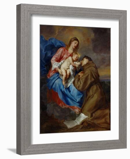 Virgin and Child with Saint Anthony of Padua, 1630-1632-Sir Anthony Van Dyck-Framed Giclee Print