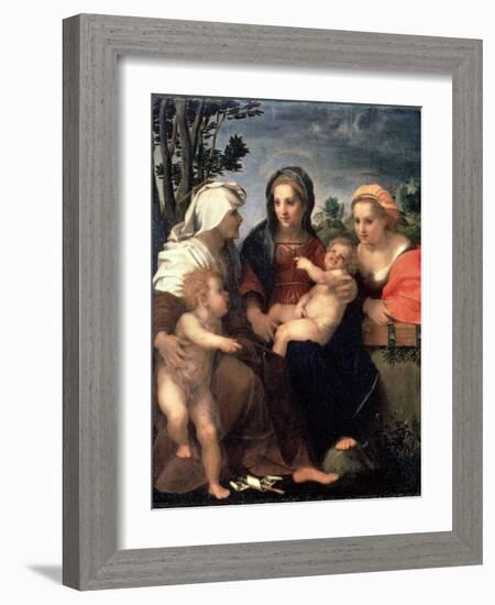 Virgin and Child with Saints Catherine, Elisabeth and John the Baptist, 1510S-Andrea del Sarto-Framed Giclee Print