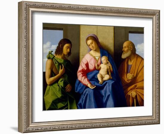 Virgin and Child with Saints John the Baptist and Joseph, C.1525 (Oil on Canvas)-Vincenzo Di Biagio Catena-Framed Giclee Print