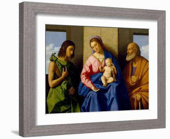 Virgin and Child with Saints John the Baptist and Joseph, C.1525 (Oil on Canvas)-Vincenzo Di Biagio Catena-Framed Giclee Print