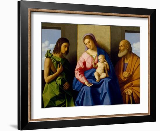 Virgin and Child with Saints John the Baptist and Joseph, C.1525 (Oil on Canvas)-Vincenzo Di Biagio Catena-Framed Giclee Print