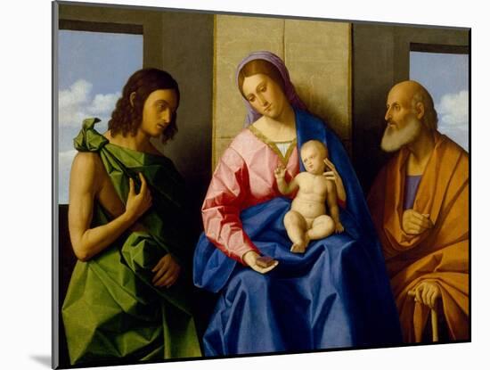 Virgin and Child with Saints John the Baptist and Joseph, C.1525 (Oil on Canvas)-Vincenzo Di Biagio Catena-Mounted Giclee Print