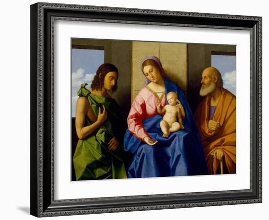 Virgin and Child with Saints John the Baptist and Joseph, C.1525 (Oil on Canvas)-Vincenzo Di Biagio Catena-Framed Giclee Print