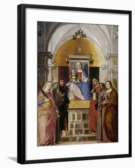 Virgin and Child with Saints-Marcello Fogolino-Framed Art Print