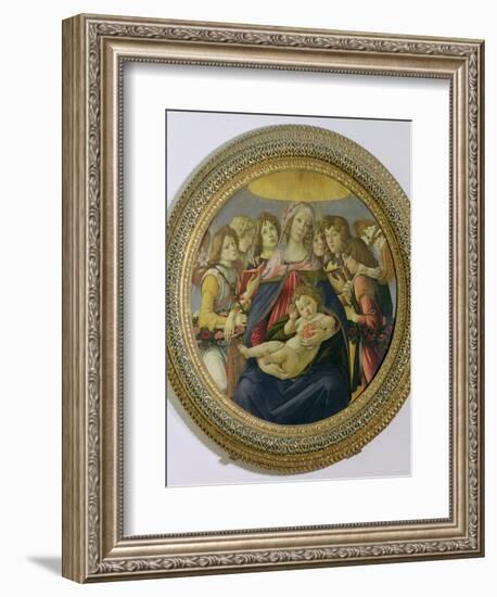 Virgin and Child with Six Angels, Called the Madonna of the Pomegranate, c.1478-79-Sandro Botticelli-Framed Giclee Print