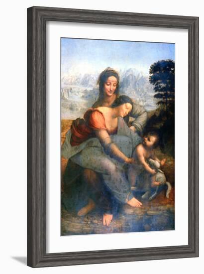 Virgin and Child with St Anne, 1502-1516-Leonardo da Vinci-Framed Premium Giclee Print