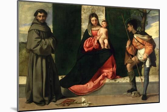 Virgin and Child with St. Anthony of Padua and St. Rocco-Giorgione-Mounted Giclee Print