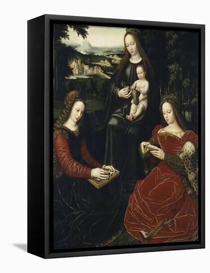Virgin and Child with St. Barbara and St. Catherine-Ambrosius Benson-Framed Premier Image Canvas