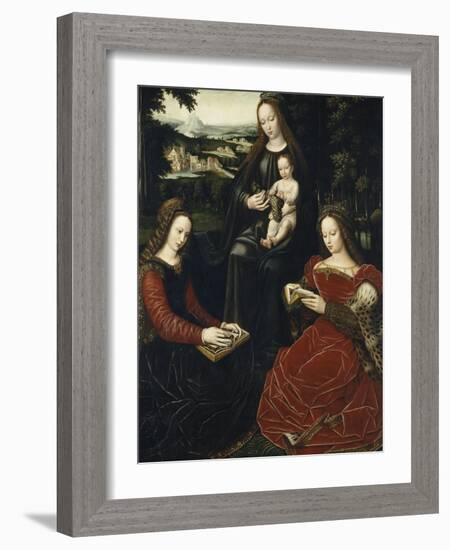 Virgin and Child with St. Barbara and St. Catherine-Ambrosius Benson-Framed Giclee Print