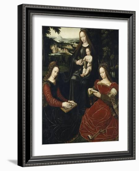 Virgin and Child with St. Barbara and St. Catherine-Ambrosius Benson-Framed Giclee Print